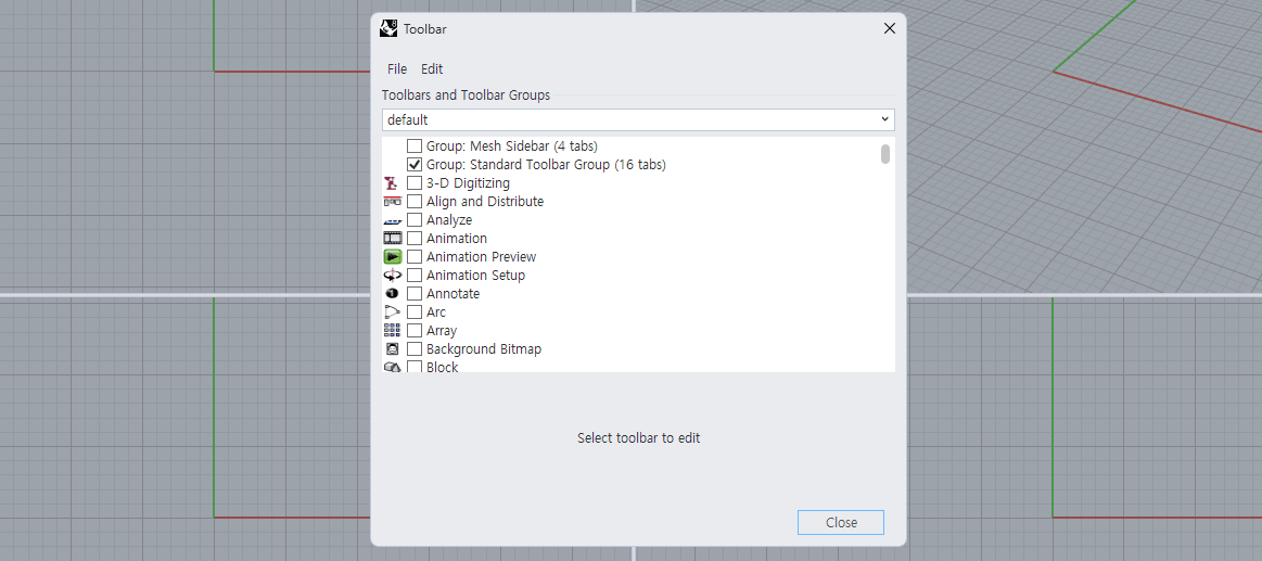 Run the "Toolbar" command